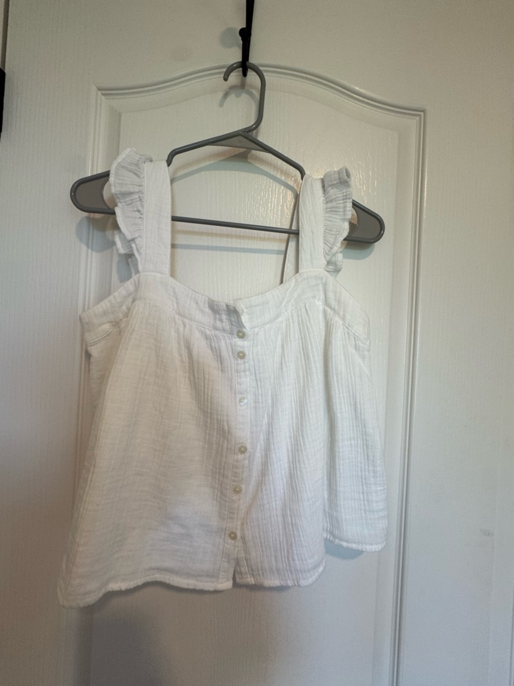 Belk White Ruffle Strap Button-Front Camisole